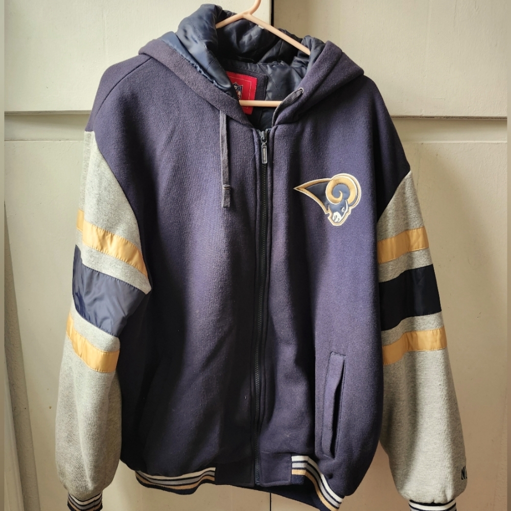 NFL 2000s Vintage St. Louis Rams Wool Leather Varsity Jacket XL - Picture 1 of 6